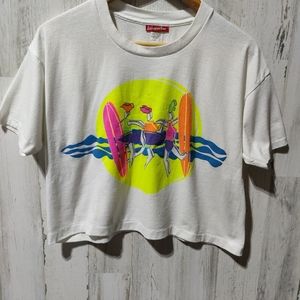 Vintage Jazzercise Surfboard GP Cropped T-shirt Single Stitched Women Medium